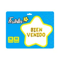 GLOBO BIENVENIDO DORADO X10PCS 16" (PQTX12)